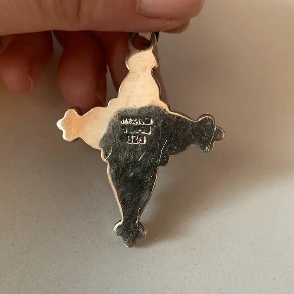 Vintage (?) Mexico Sterling 925 Turquoise Coral MATL Style Cross Pendant - Picture 3 of 5